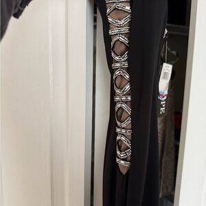 Xscape Black Pants with Rhinestone Accents